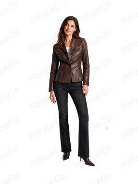 BGSD Brown Lamb Leather Jacket Women S Tailored Blazer Style Vintage Patina